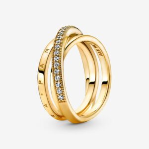 Bague triple bande pavée croisée pour femme, bijoux fantaisie, cadeau de Noël, matiques signature pour femme