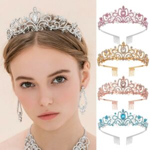 Couronnes de diadème en cristal avec peignes pour femmes, pince à cheveux, mariée, patients de mariage, bijoux ronds, accessoires pour cheveux